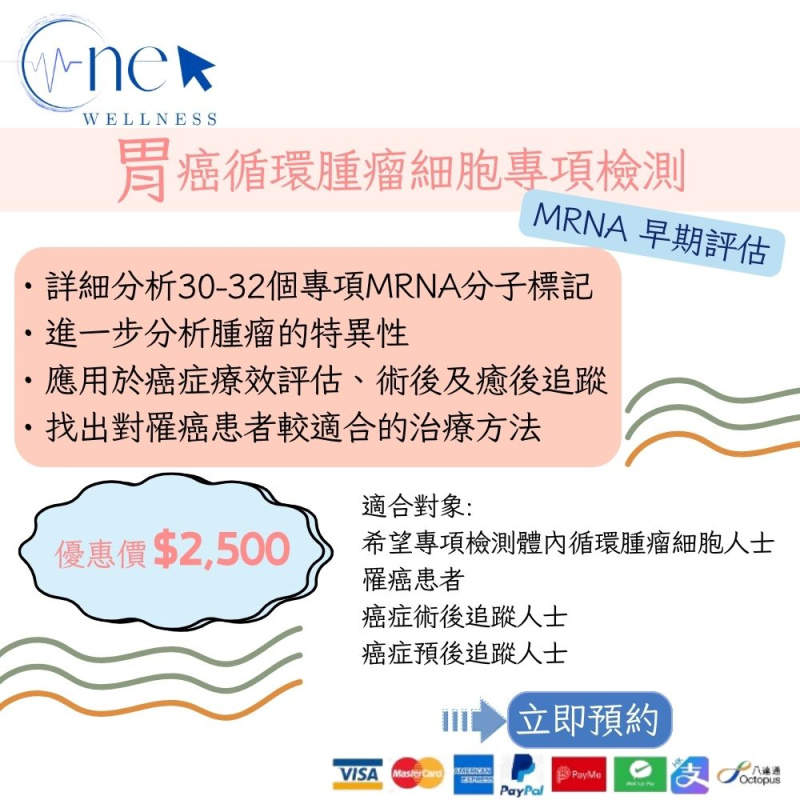 胃癌循環腫瘤細胞專項檢測 mRNA 早期評估