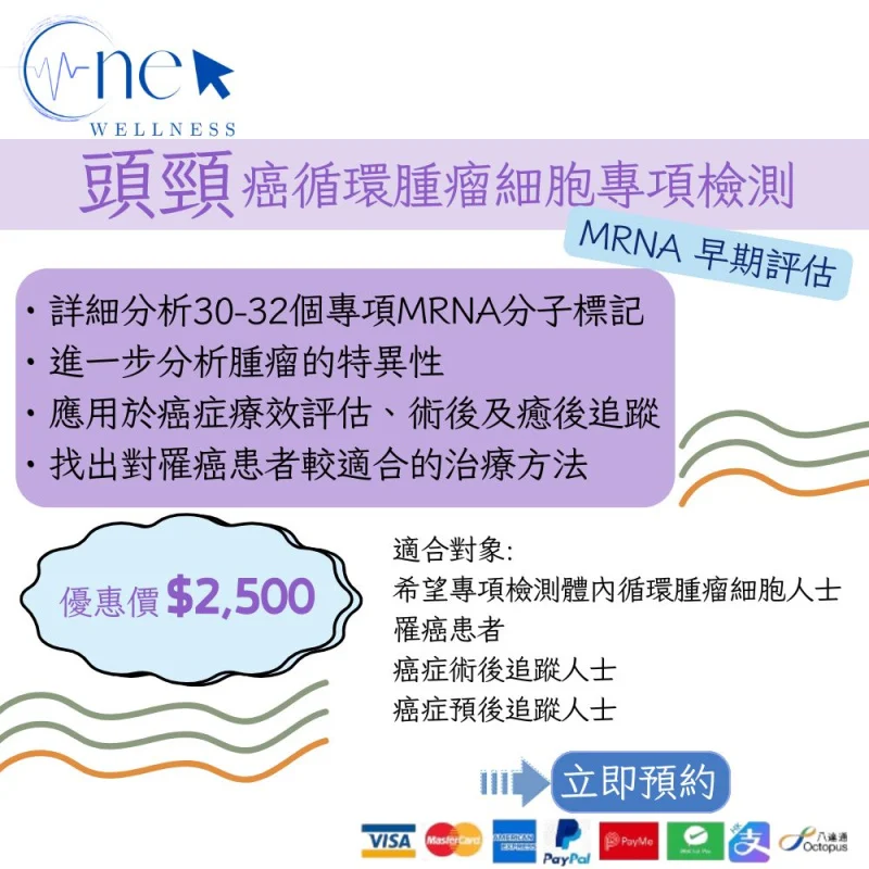 頭頸癌循環腫瘤細胞專項檢測 mRNA 早期評估
